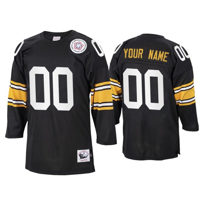 Custom Pittsburgh Steelers Black 1975 Throwback Jersey