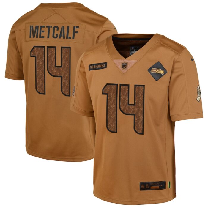 DK Metcalf Seattle Seahawks Youth 2023 Salute To Service Limited Jersey - Brown