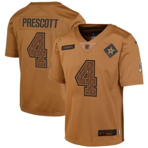 Dak Prescott Dallas Cowboys Youth 2023 Salute To Service Limited Jersey - Brown