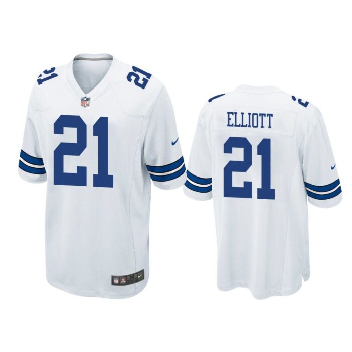 Dallas Cowboys #21 White Men Ezekiel Elliott Game Jersey