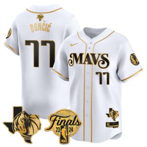 Dallas Mavericks White 2024 Finals & Texas Patch Baseball Stitched Jersey