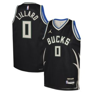 Damian Lillard Milwaukee Bucks Youth Swingman Jersey - Statement Edition - Black