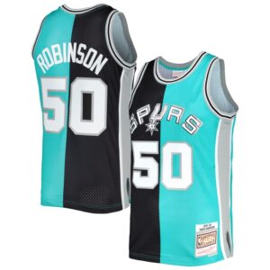 David Robinson San Antonio Spurs Hardwood Classics 1998/99 Split Swingman Jersey - Black/Teal