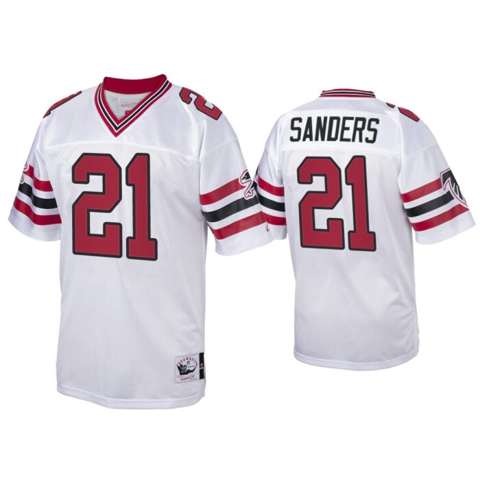 Deion Sanders Atlanta Falcons White 1989 Throwback Jersey