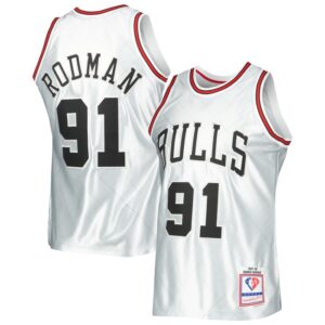 Dennis Rodman Chicago Bulls 1997/98 Hardwood Classics 75th Anniversary Swingman Jersey - Platinum