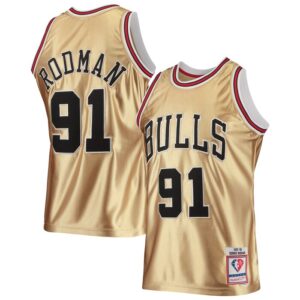 Dennis Rodman Chicago Bulls 75th Anniversary 1997/98 Hardwood Classics Swingman Jersey - Gold