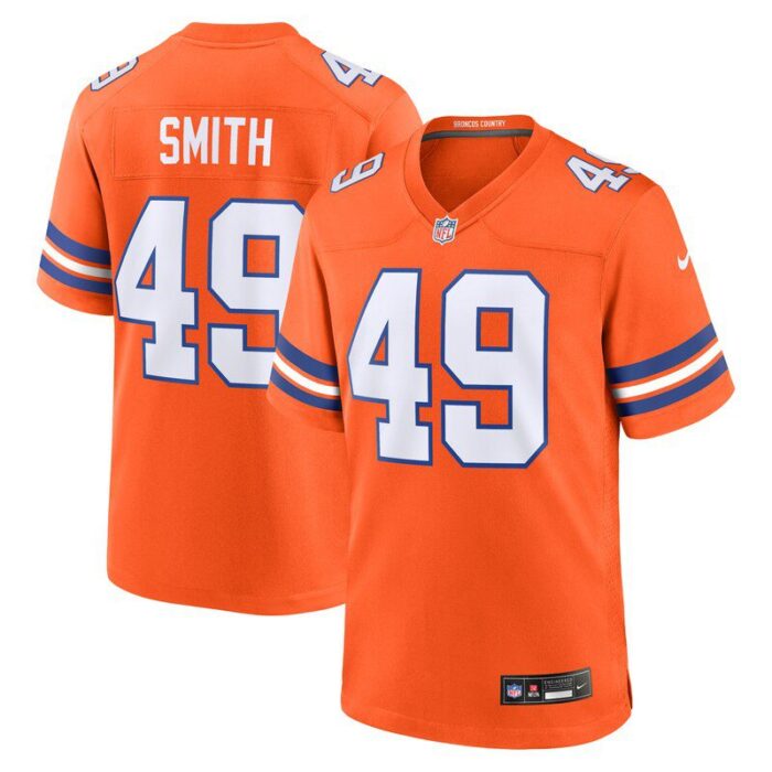 Dennis Smith Denver Broncos Mile High Collection 1977 Throwback Retired Player Game Jersey - Orange