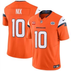 Denver Broncos #10 Bo Nix Orange 2024 F.U.S.E. With Draft Pacth and 1-Star C Patch Vapor Limited Football Stitched Jersey