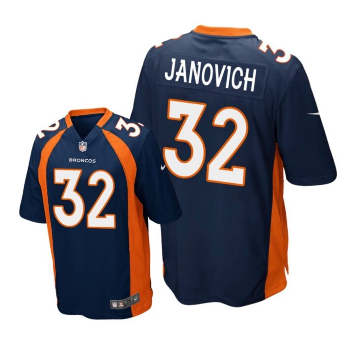 Denver Broncos #32 Navy Men Andy Janovich Game Jersey