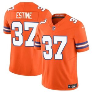 Denver Broncos #37 Audric Estime Orange F.U.S.E. Mile High Collection 1977 Throwback Vapor Limited Football Stitched Jersey