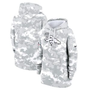 Denver Broncos Women's 2024 Salute To Service Club Fleece Pullover Hoodie - Arctic Camo