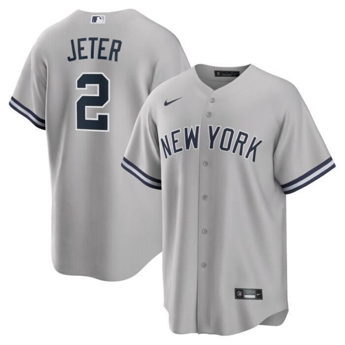 Derek Jeter New York Yankees Road Replica Player Jersey - Gray