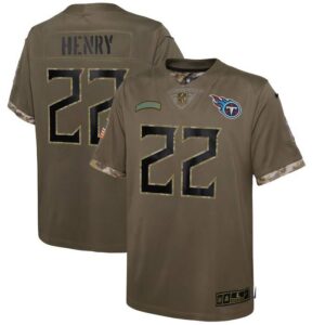 Derrick Henry Tennessee Titans Youth 2022 Salute To Service Player Limited Jersey - Olive