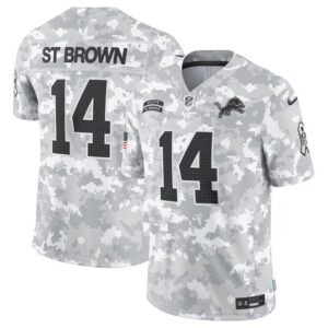 Detroit Lions #14 Amon-Ra St. Brown Arctic Camo 2024 F.U.S.E. Salute to Service Limited Football Stitched Jersey