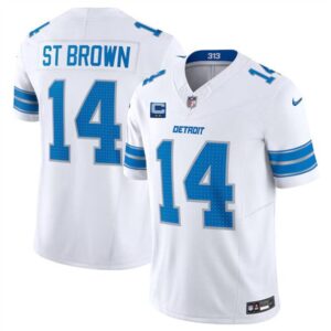 Detroit Lions #14 Amon-Ra St. Brown White 2024 F.U.S.E. With 2-Star C Patch Vapor Limited Football Stitched Jersey