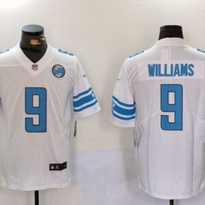 Detroit Lions #9 Jameson Williams White With Patch Vapor Untouchable Limited Football Stitched Jersey