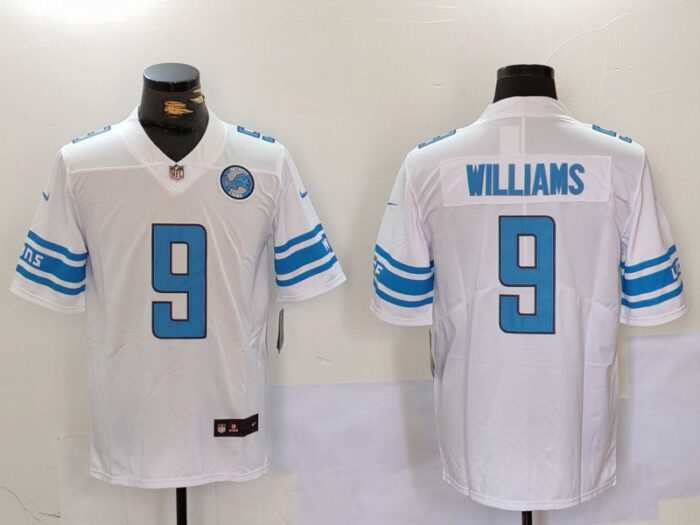 Detroit Lions #9 Jameson Williams White With Patch Vapor Untouchable Limited Football Stitched Jersey