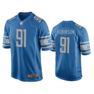 Detroit Lions #91 Blue Men A'Shawn Robinson Game Jersey