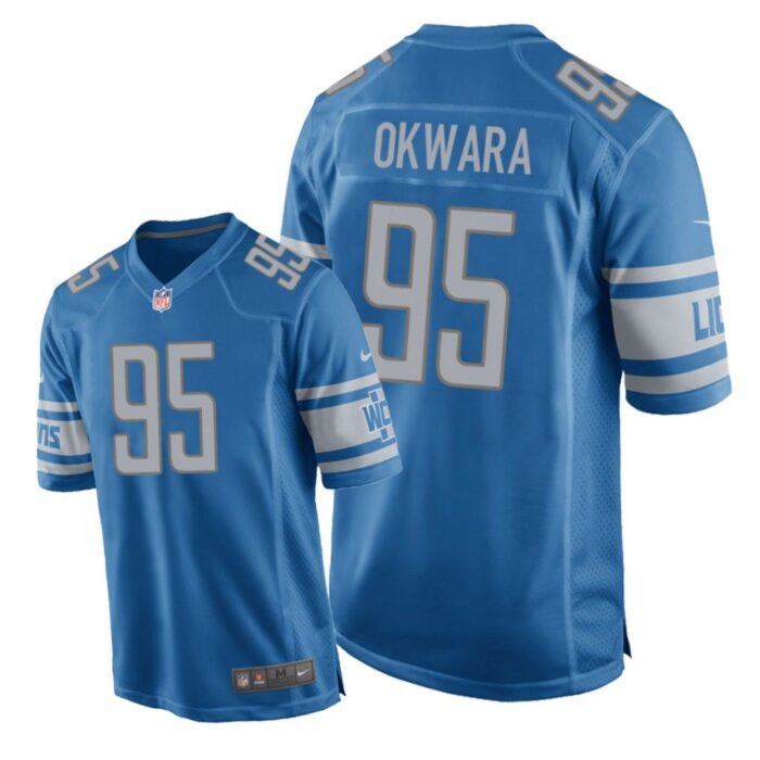 Detroit Lions #95 Blue Men Romeo Okwara Game Jersey