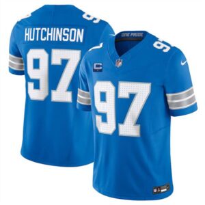 Detroit Lions #97 Aidan Hutchinson Blue 2024 F.U.S.E. With 1-Star C Patch Vapor Limited Football Stitched Jersey