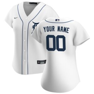 Detroit Tigers Women Home Replica Custom Jersey - White