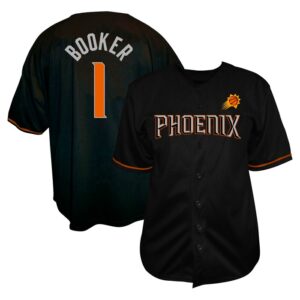 Devin Booker Phoenix Suns Profile Big & Tall Name & Number Button-Up Jersey - Black