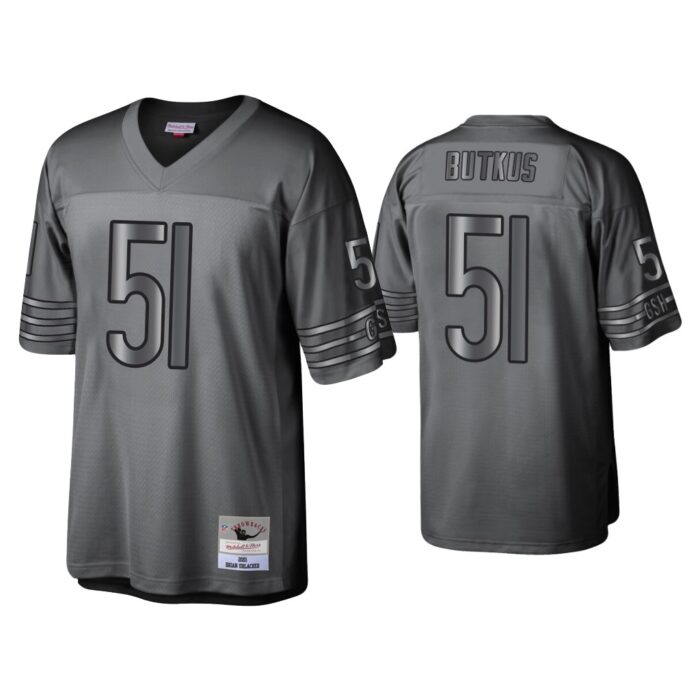 Dick Butkus Chicago Bears Charcoal 2001 Throwback Metal Legacy Jersey