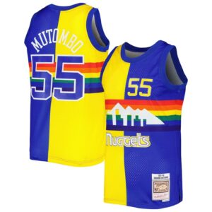 Dikembe Mutombo Denver Nuggets Hardwood Classics 1991/92 Split Swingman Jersey - Royal/Gold