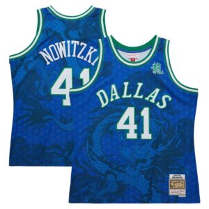 Dirk Nowitzki Dallas Mavericks 1998-2019 Hardwood Classics Asian Heritage 6.0 Swingman Throwback Player Jersey - Blue