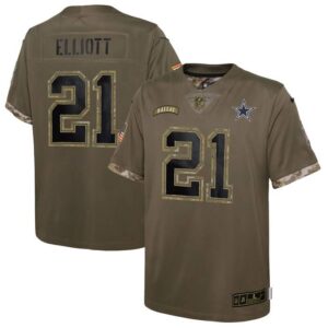 Ezekiel Elliott Dallas Cowboys Youth 2022 Salute To Service Player Limited Jersey - Olive