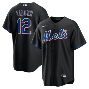 Francisco Lindor New York Mets 2022 Alternate Replica Player Jersey - Black