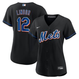 Francisco Lindor New York Mets Women 2022 Alternate Replica Player Jersey - Black