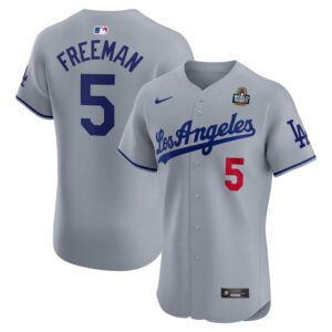 Freddie Freeman Los Angeles Dodgers 2024 World Series Road Elite Player Jersey - Gray