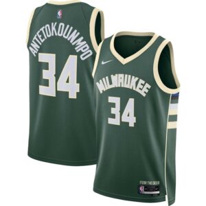 Giannis Antetokounmpo Milwaukee Bucks Unisex Swingman Jersey - Icon Edition - Hunter Green