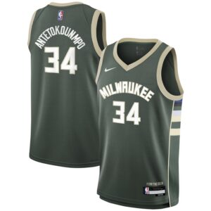 Giannis Antetokounmpo Milwaukee Bucks Youth Swingman Jersey - Icon Edition - Hunter Green