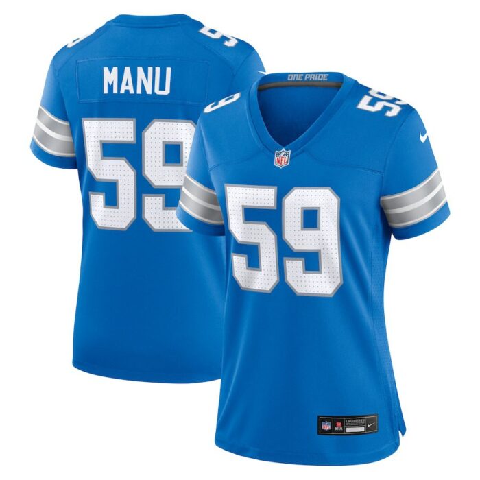 Giovanni Manu Detroit Lions Women's Team Game Jersey - Blue