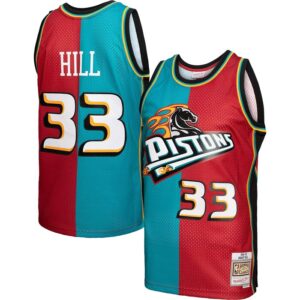 Grant Hill Detroit Pistons Hardwood Classics 1999/00 Split Swingman Jersey - Teal/Red