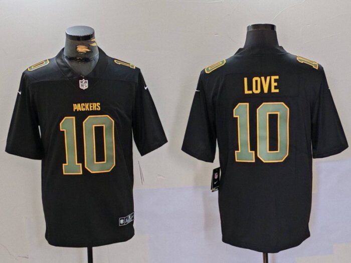 Green Bay Packers #10 Jordan Love Black Fashion Vapor Limited Football Stitched Jersey