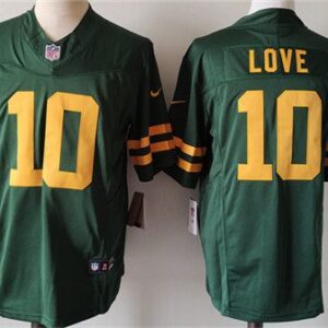 Green Bay Packers #10 Jordan Love Green Color Rush 2023 F.U.S.E. Limited football Stitched Jersey