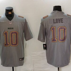 Green Bay Packers #10 Jordan Love Grey Atmosphere Fashion Limited Football Stitched Jersey