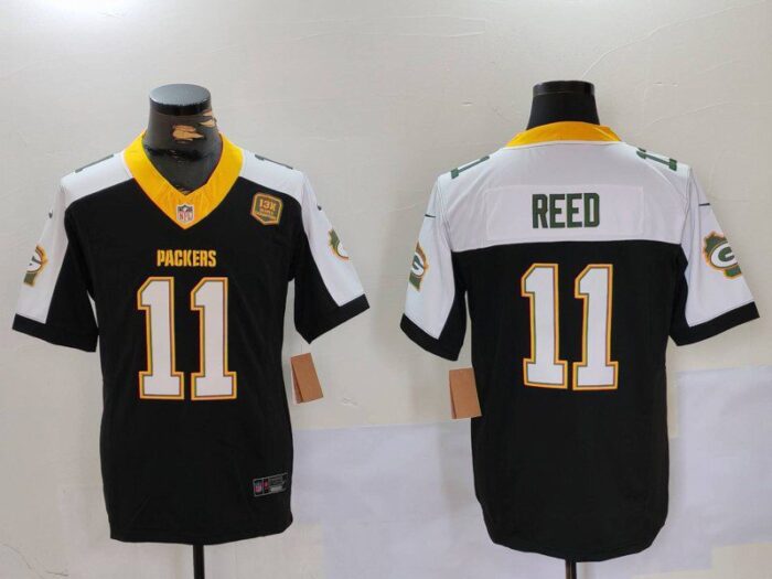 Green Bay Packers #11 Jayden Reed Black/White 2024 F.U.S.E. Home Patch 13 Time World Champions Vapor Untouchable Limited Football Stitched Jersey