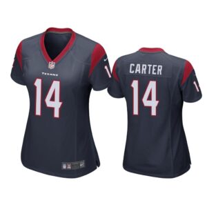 Houston Texans #14 Navy DeAndre Carter Game Jersey - Women