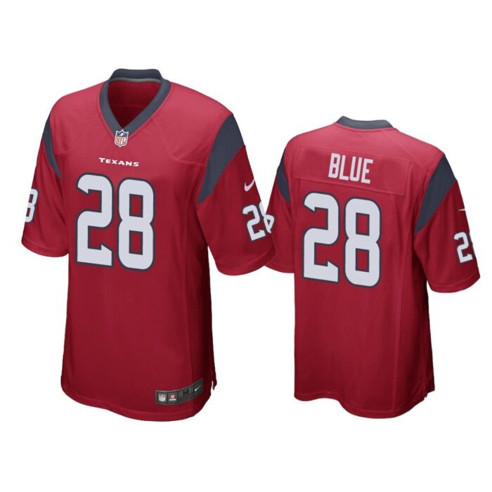 Houston Texans #28 Red Men Alfred Blue Game Jersey