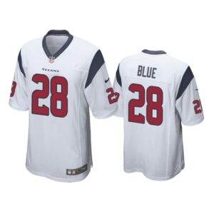 Houston Texans #28 White Men Alfred Blue Game Jersey