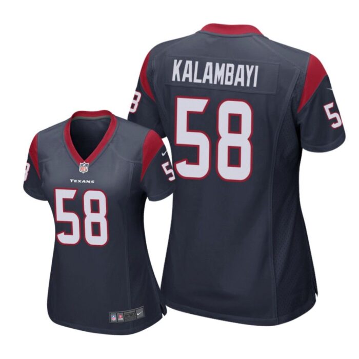 Houston Texans #58 Navy Peter Kalambayi Game Jersey - Women