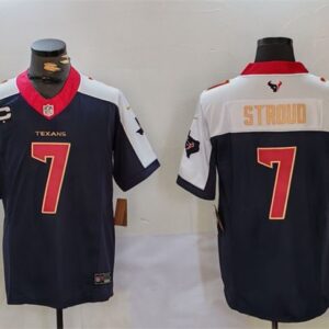 Houston Texans #7 C.J. Stroud Navy/White Gold 2024 F.U.S.E. With 1-Star C Patch Limited Football Stitched Jersey