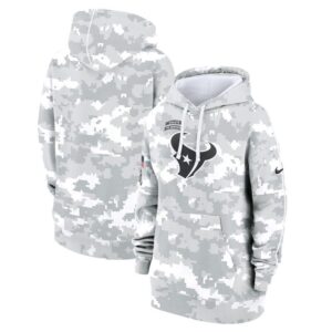 Houston Texans Women's 2024 Salute To Service Club Fleece Pullover Hoodie - Arctic Camo