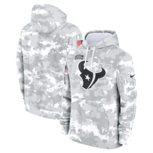 Houston Texans Youth 2024 Salute To Service Pullover Hoodie - White/Gray