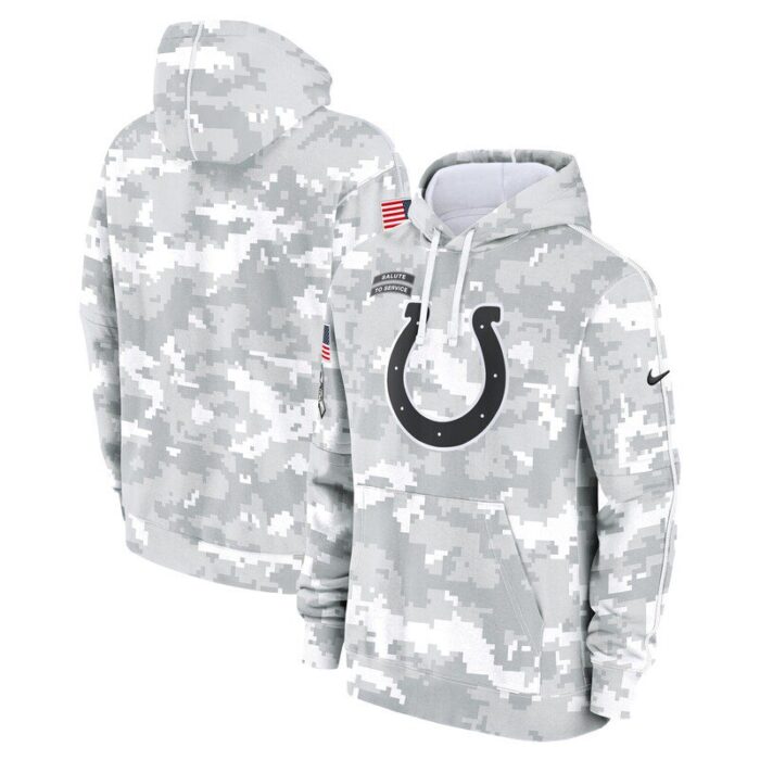 Indianapolis Colts 2024 Salute to Service Club Fleece Pullover Hoodie - Arctic Camo