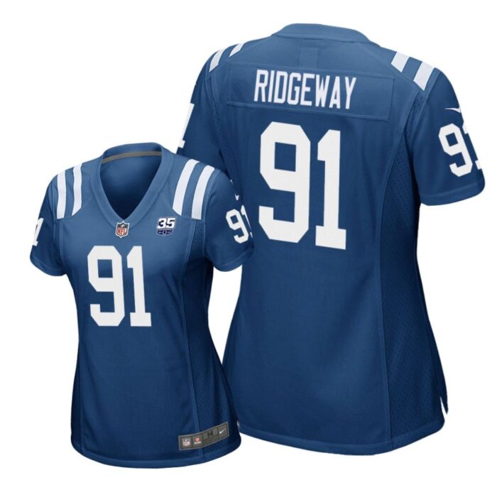 Indianapolis Colts #91 Royal Hassan Ridgeway 35th Anniversary Jersey - Women